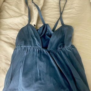 NWT Express criss cross back blue tank XS